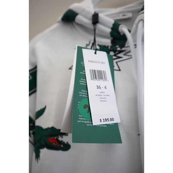 Lacoste SF9215-51-001 Women's Sz 36 US 4/S White Oversized Fleece Hoodie - Picture 4 of 13